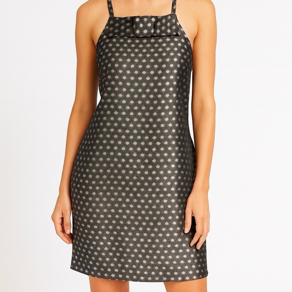 PLENTY ByTRACY REESE Anthropologie Metallic Polka Dot Dress Spaghetti Strap sz 6 - Picture 1 of 10
